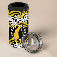 Personalised Cook Islands Aitutaki 4 in 1 Can Cooler Tumbler Tiare Maori Polynesian Waves Tattoo