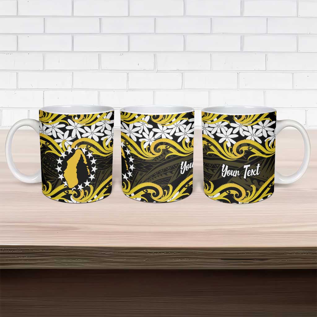 Personalised Cook Islands Aitutaki Ceramic Mug Tiare Maori Polynesian Waves Tattoo