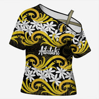 Personalised Cook Islands Aitutaki Cross Shoulder Shirt Tiare Maori Polynesian Waves Tattoo