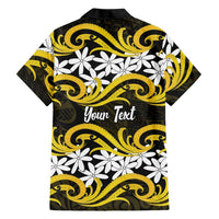 Personalised Cook Islands Aitutaki Family Matching Off Shoulder Short Dress and Hawaiian Shirt Tiare Maori Polynesian Waves Tattoo LT14 - Polynesian Pride