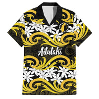 Personalised Cook Islands Aitutaki Family Matching Puletasi and Hawaiian Shirt Tiare Maori Polynesian Waves Tattoo LT14 Dad's Shirt - Short Sleeve Yellow - Polynesian Pride