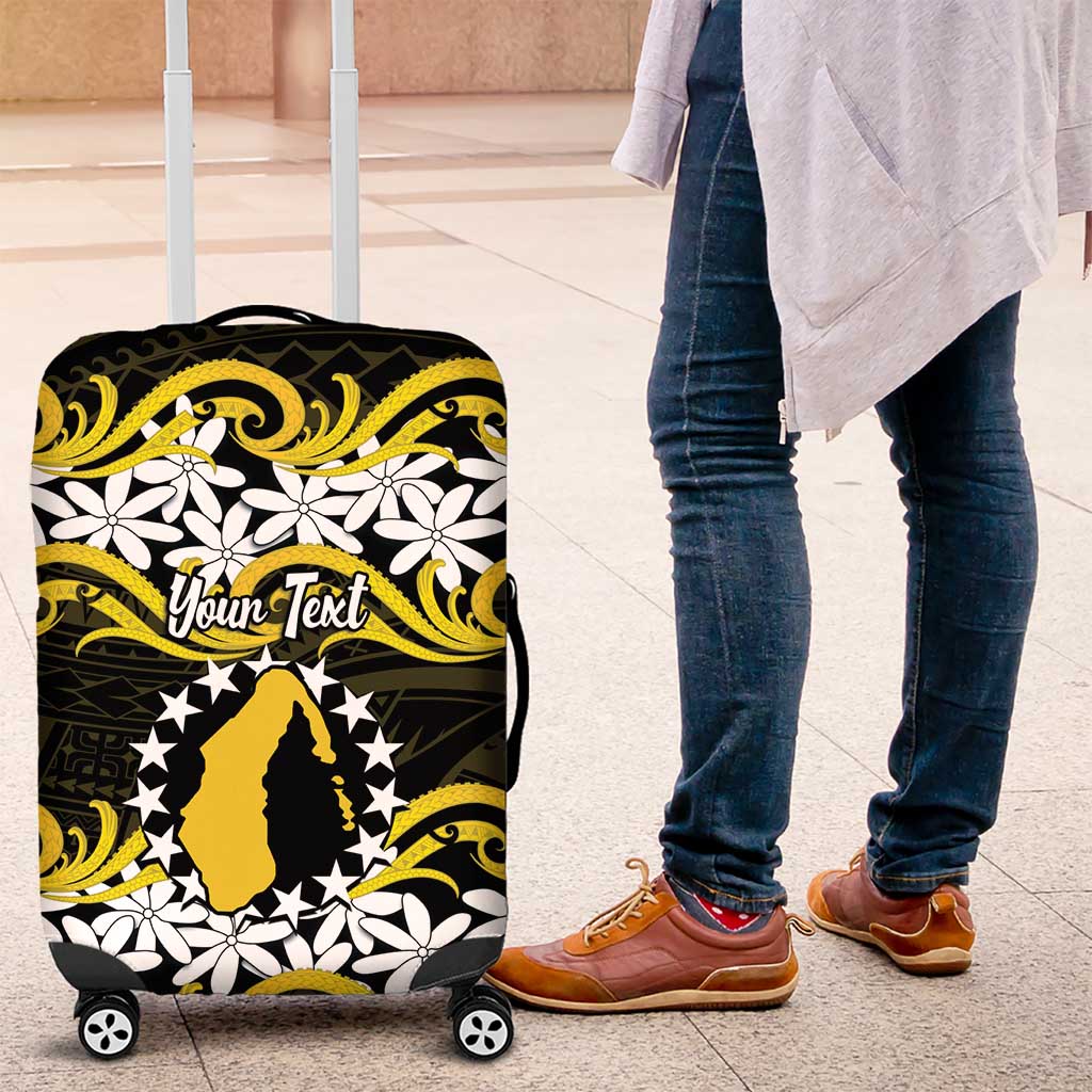 Personalised Cook Islands Aitutaki Luggage Cover Tiare Maori Polynesian Waves Tattoo