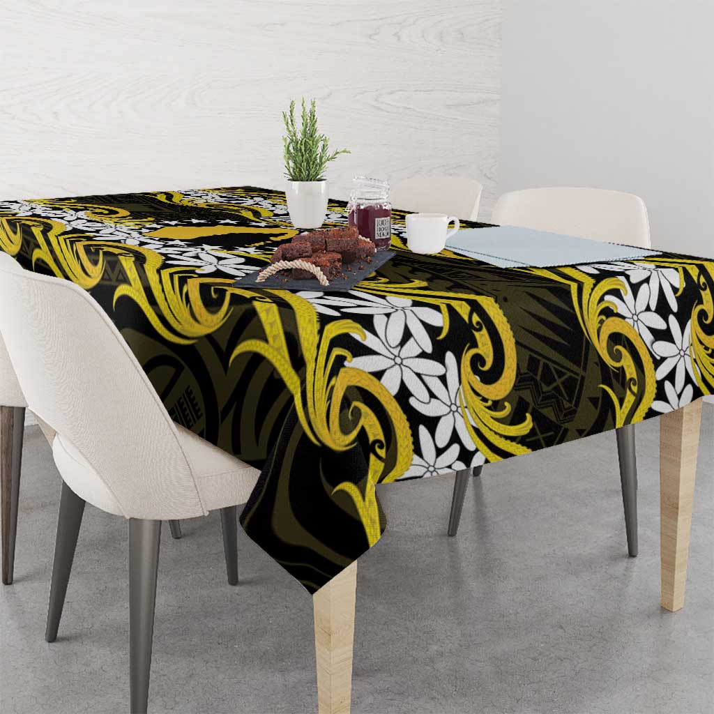 Personalised Cook Islands Aitutaki Tablecloth Tiare Maori Polynesian Waves Tattoo