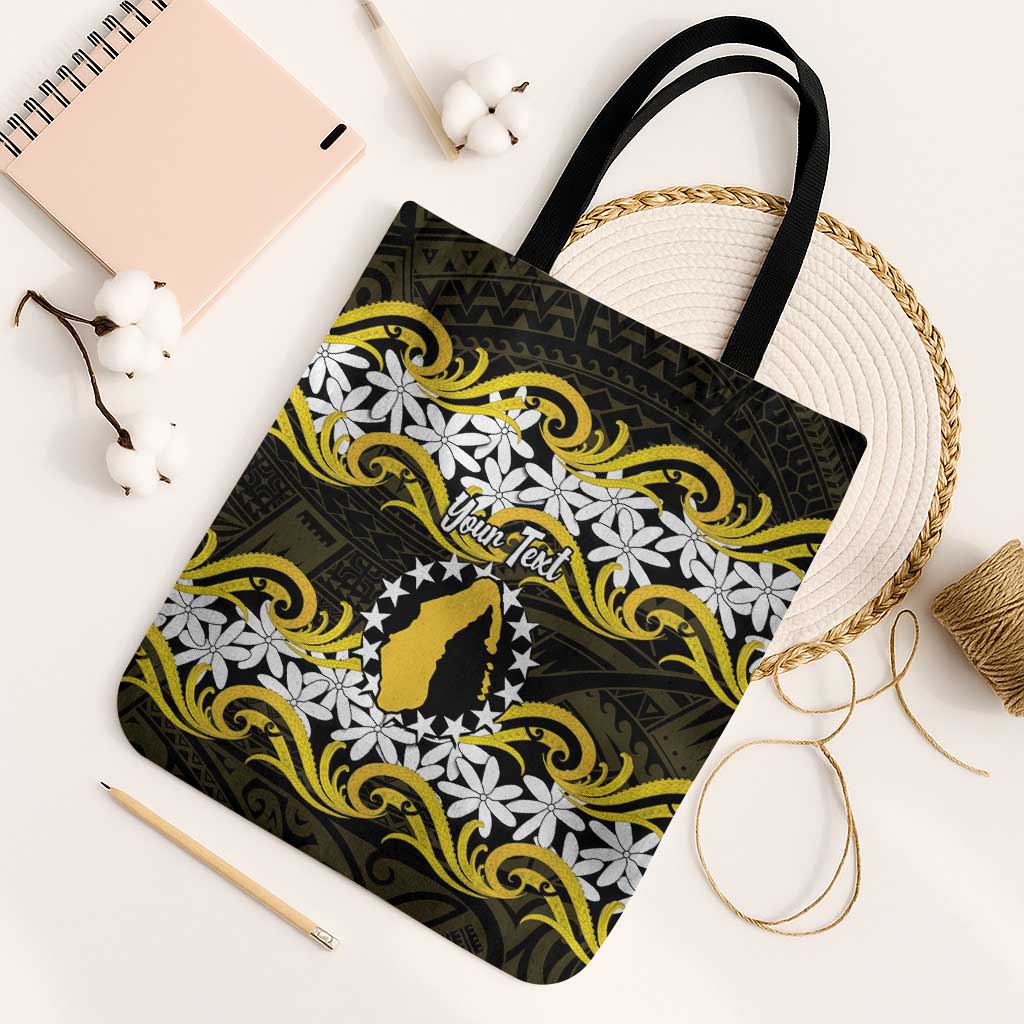Personalised Cook Islands Aitutaki Tote Bag Tiare Maori Polynesian Waves Tattoo