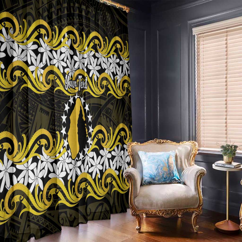 Personalised Cook Islands Aitutaki Window Curtain Tiare Maori Polynesian Waves Tattoo