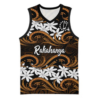 Personalised Cook Islands Rakahanga Basketball Jersey Tiare Maori Polynesian Waves Tattoo