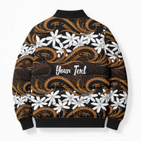 Personalised Cook Islands Rakahanga Bomber Puffer Jacket Tiare Maori Polynesian Waves Tattoo LT14 - Polynesian Pride