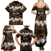 Personalised Cook Islands Rakahanga Family Matching Summer Maxi Dress and Hawaiian Shirt Tiare Maori Polynesian Waves Tattoo