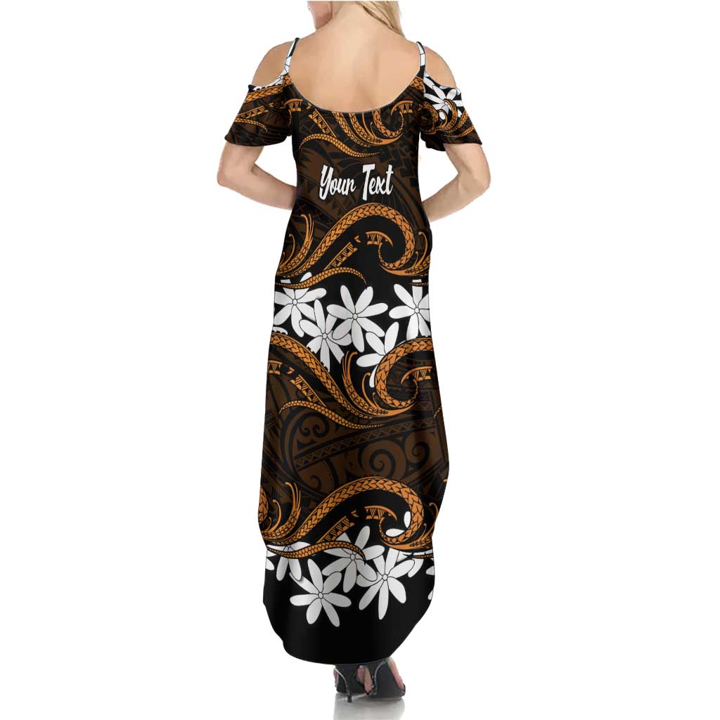 Personalised Cook Islands Rakahanga Family Matching Summer Maxi Dress and Hawaiian Shirt Tiare Maori Polynesian Waves Tattoo