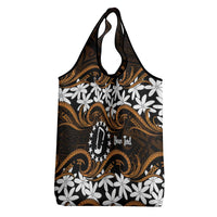 Personalised Cook Islands Rakahanga Grocery Bag Tiare Maori Polynesian Waves Tattoo