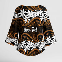Personalised Cook Islands Rakahanga Kimono Sleeve Blouse Tiare Maori Polynesian Waves Tattoo LT14 - Polynesian Pride