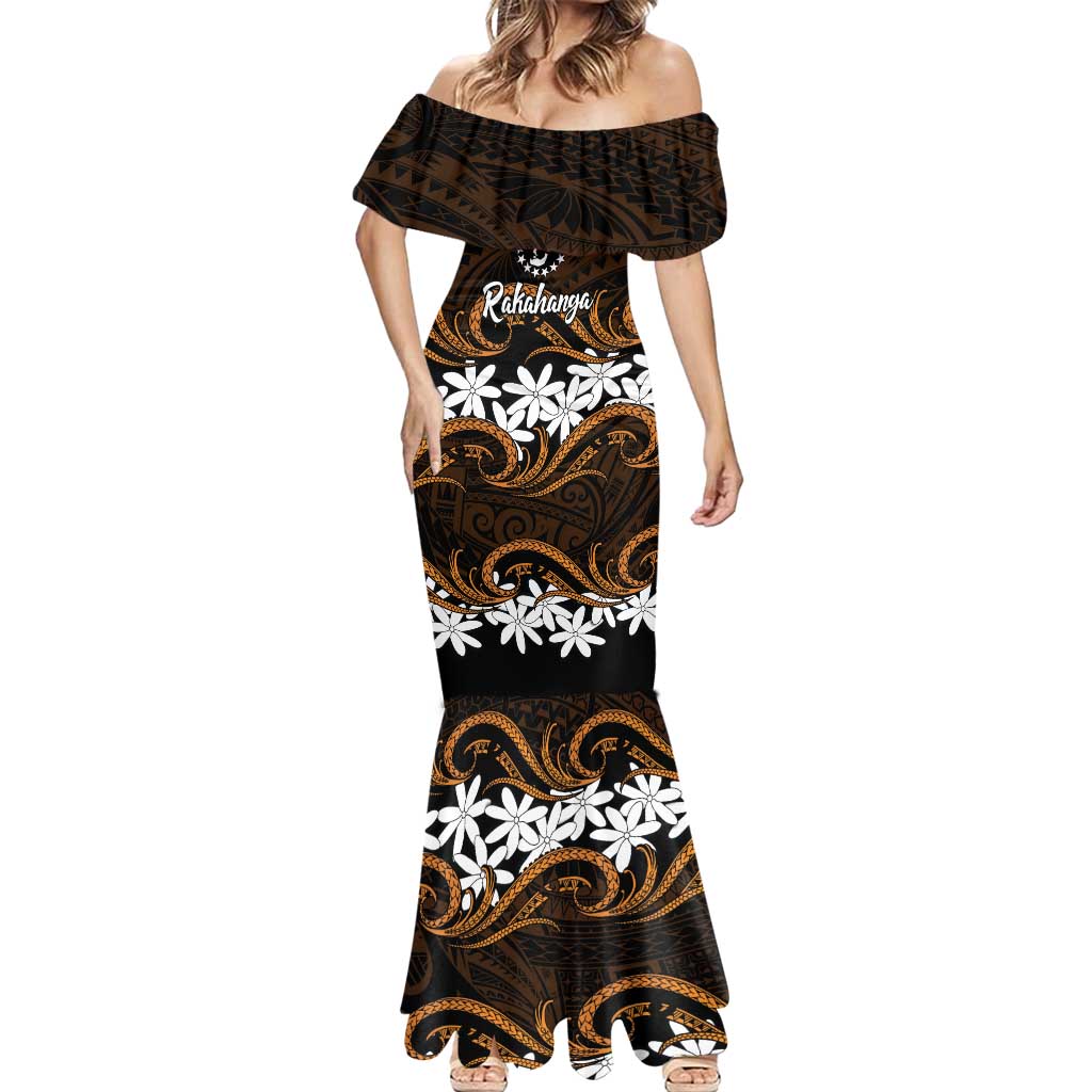 Personalised Cook Islands Rakahanga Mermaid Dress Tiare Maori Polynesian Waves Tattoo