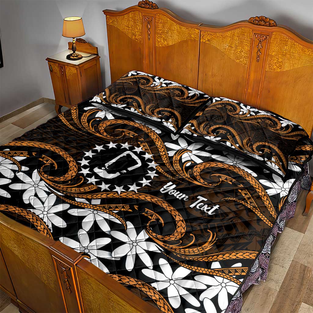 Personalised Cook Islands Rakahanga Quilt Bed Set Tiare Maori Polynesian Waves Tattoo