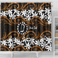 Personalised Cook Islands Rakahanga Shower Curtain Tiare Maori Polynesian Waves Tattoo