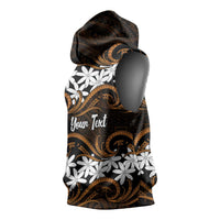 Personalised Cook Islands Rakahanga Sleeveless Hoodie Tiare Maori Polynesian Waves Tattoo
