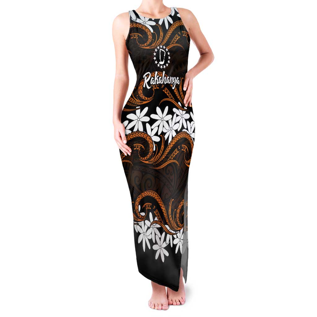 Personalised Cook Islands Rakahanga Tank Maxi Dress Tiare Maori Polynesian Waves Tattoo