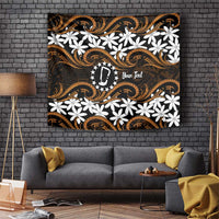 Personalised Cook Islands Rakahanga Tapestry Tiare Maori Polynesian Waves Tattoo