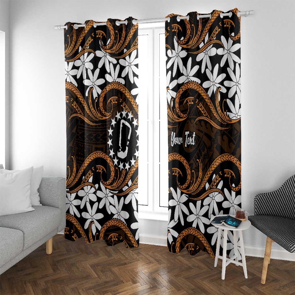 Personalised Cook Islands Rakahanga Window Curtain Tiare Maori Polynesian Waves Tattoo