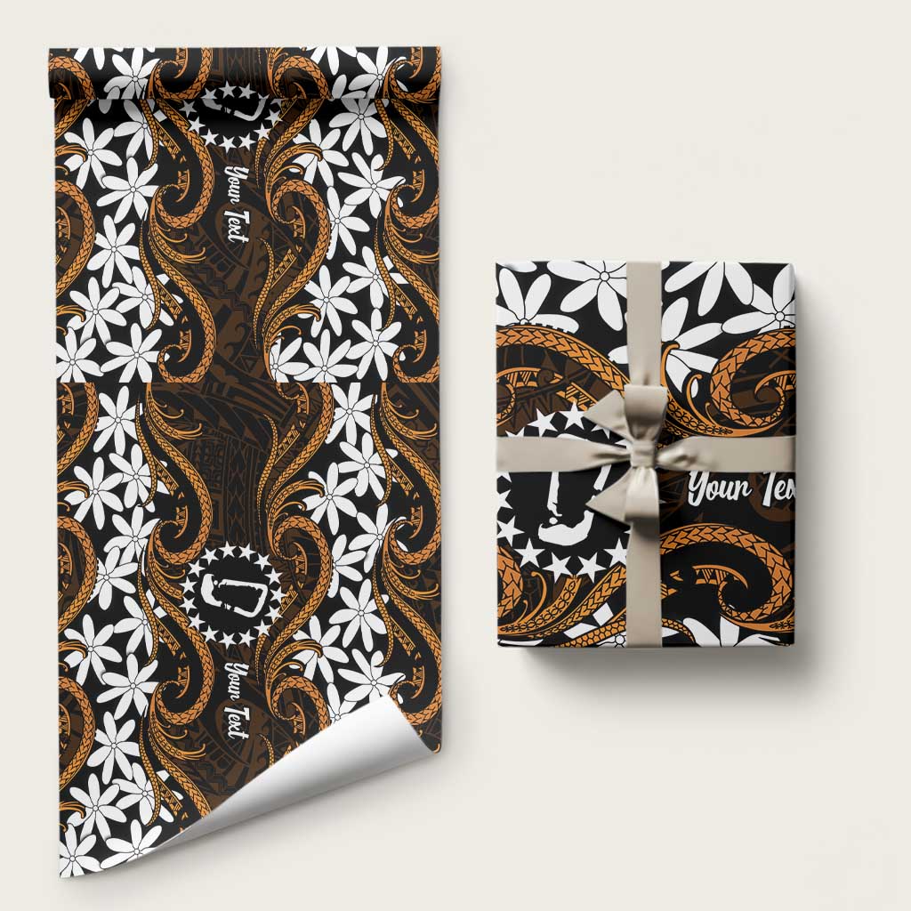 Personalised Cook Islands Rakahanga Wrapping Paper Tiare Maori Polynesian Waves Tattoo