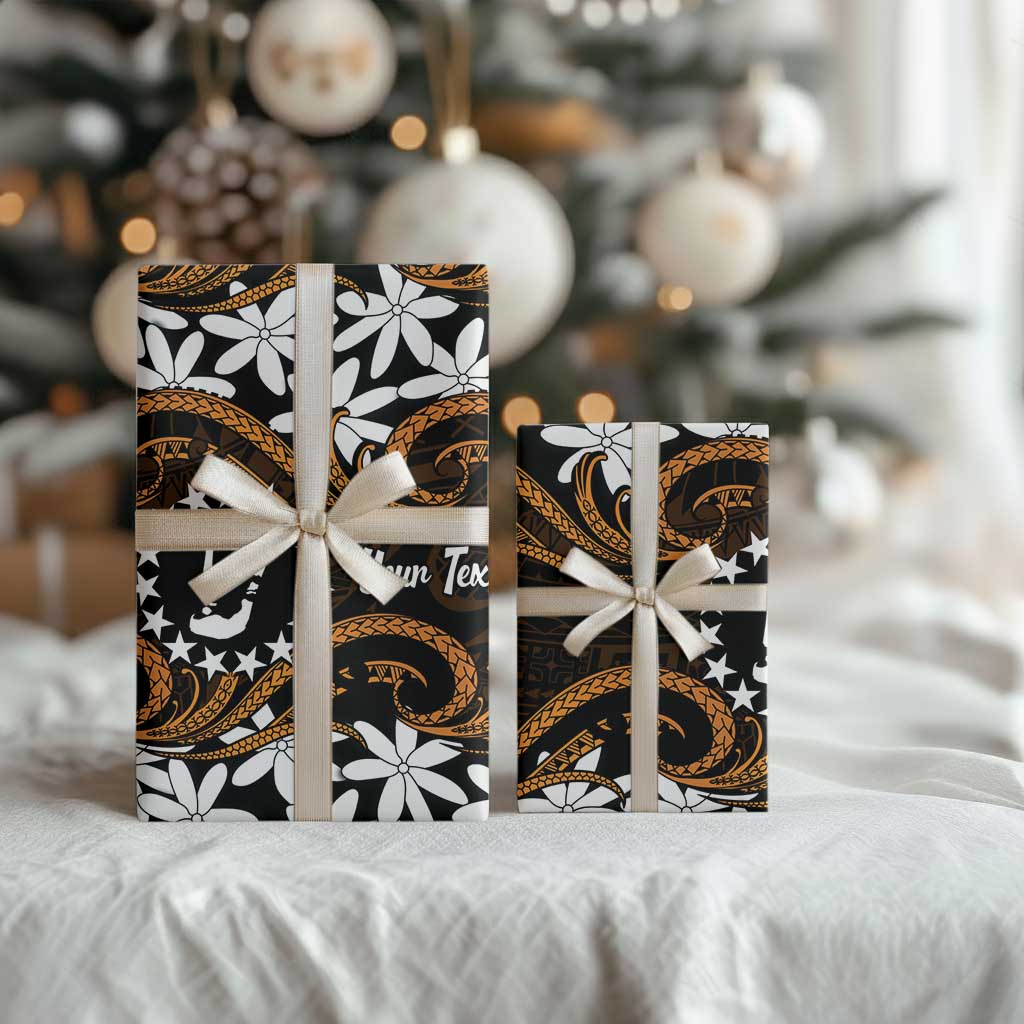 Personalised Cook Islands Rakahanga Wrapping Paper Tiare Maori Polynesian Waves Tattoo
