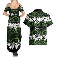 Personalised Cook Islands Palmerston Couples Matching Summer Maxi Dress and Hawaiian Shirt Tiare Maori Polynesian Waves Tattoo LT14 - Polynesian Pride