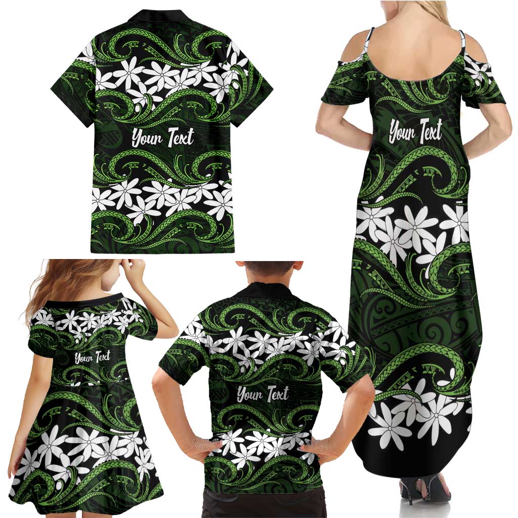 Personalised Cook Islands Palmerston Family Matching Summer Maxi Dress and Hawaiian Shirt Tiare Maori Polynesian Waves Tattoo LT14 - Polynesian Pride