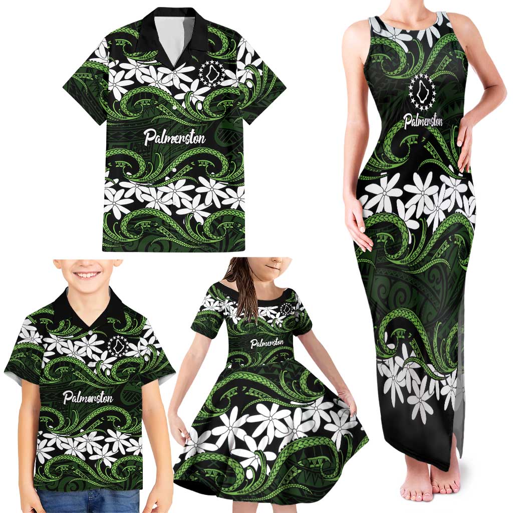 Personalised Cook Islands Palmerston Family Matching Tank Maxi Dress and Hawaiian Shirt Tiare Maori Polynesian Waves Tattoo