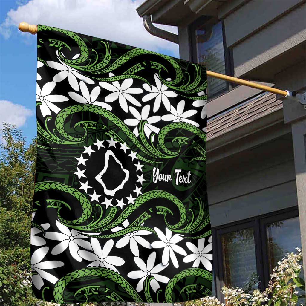 Personalised Cook Islands Palmerston Garden Flag Tiare Maori Polynesian Waves Tattoo