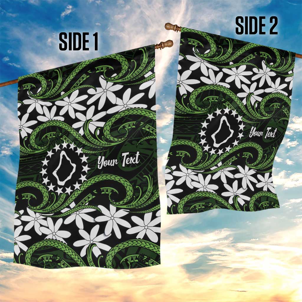 Personalised Cook Islands Palmerston Garden Flag Tiare Maori Polynesian Waves Tattoo