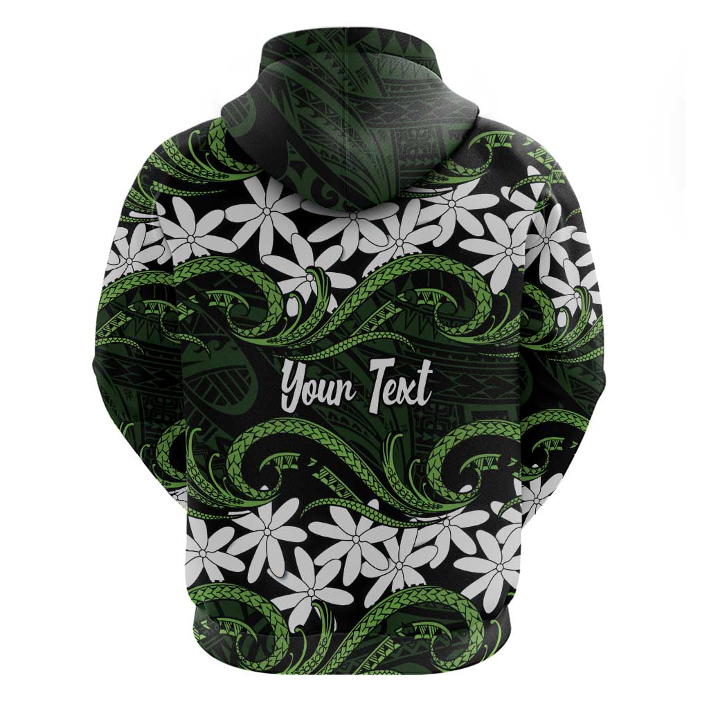 Personalised Cook Islands Palmerston Hoodie Tiare Maori Polynesian Waves Tattoo