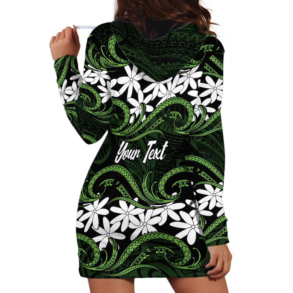 Personalised Cook Islands Palmerston Hoodie Dress Tiare Maori Polynesian Waves Tattoo