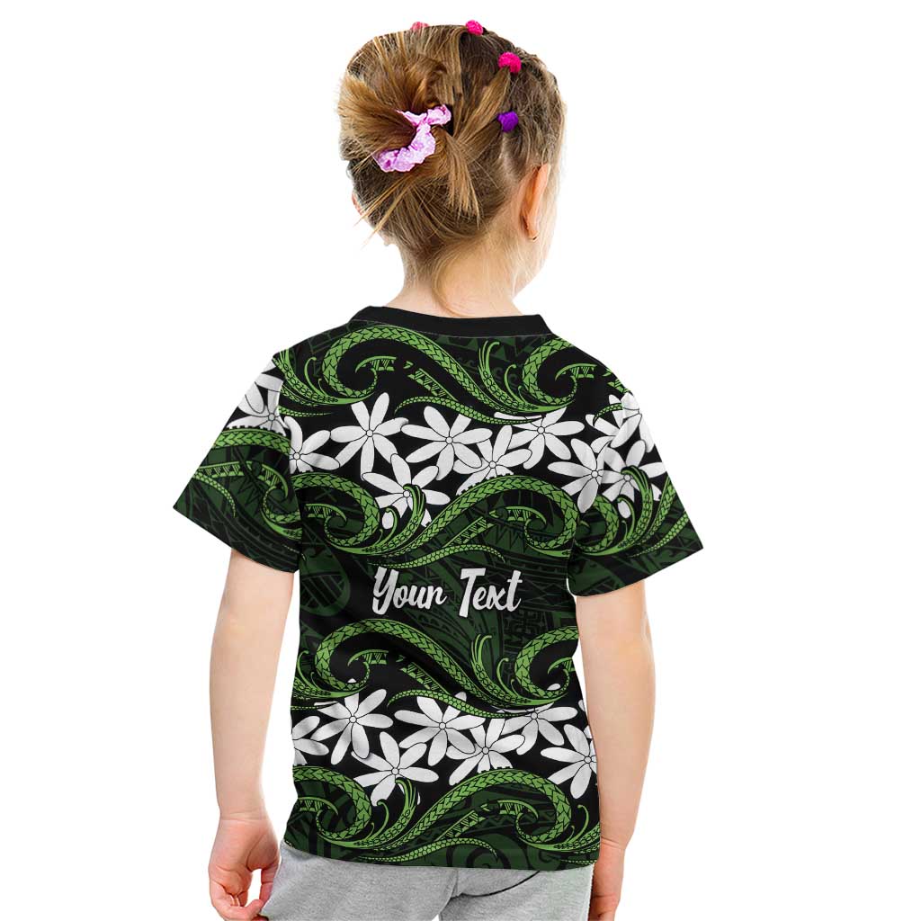 Personalised Cook Islands Palmerston Kid T Shirt Tiare Maori Polynesian Waves Tattoo