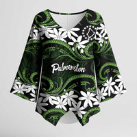 Personalised Cook Islands Palmerston Kimono Sleeve Blouse Tiare Maori Polynesian Waves Tattoo