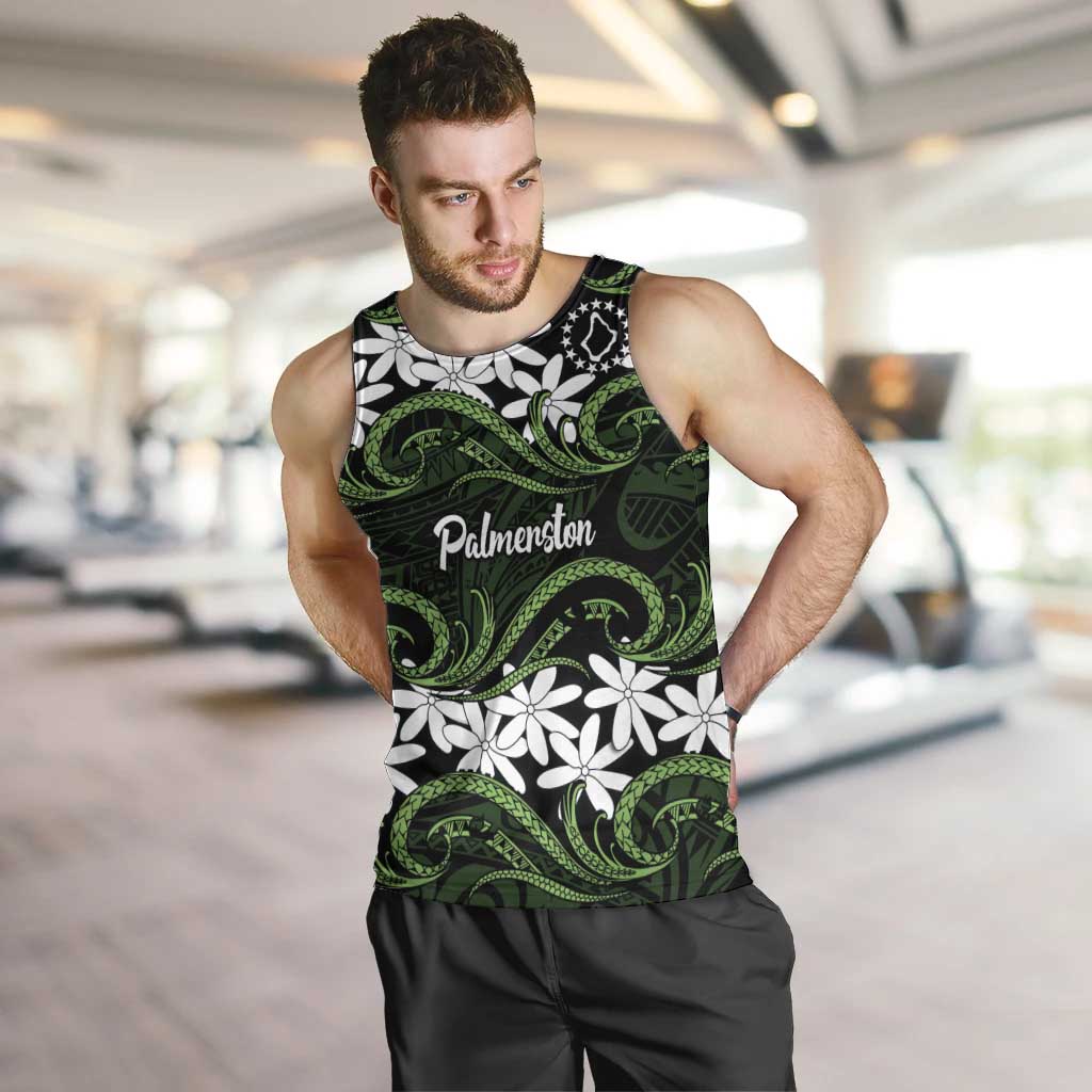 Personalised Cook Islands Palmerston Men Tank Top Tiare Maori Polynesian Waves Tattoo