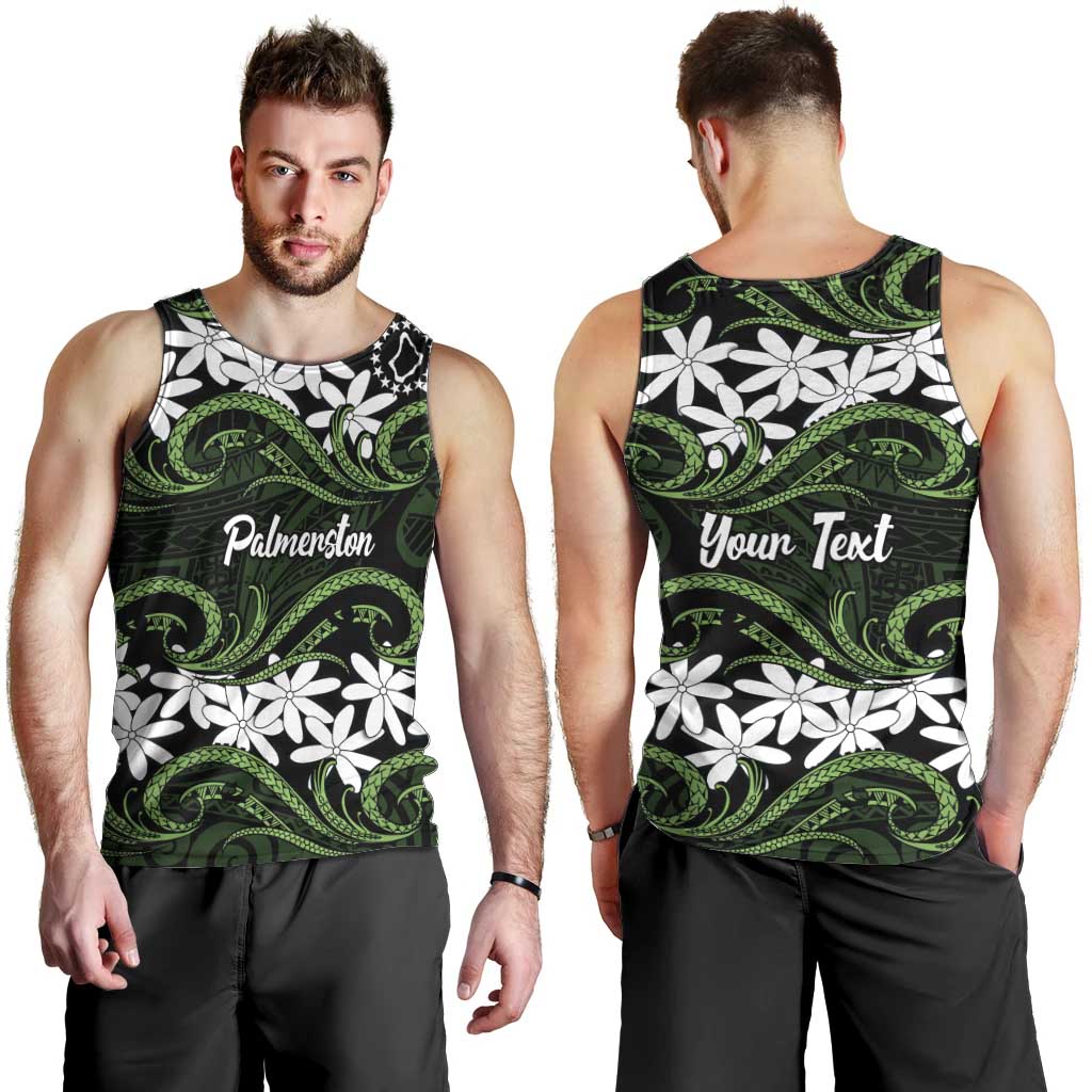 Personalised Cook Islands Palmerston Men Tank Top Tiare Maori Polynesian Waves Tattoo
