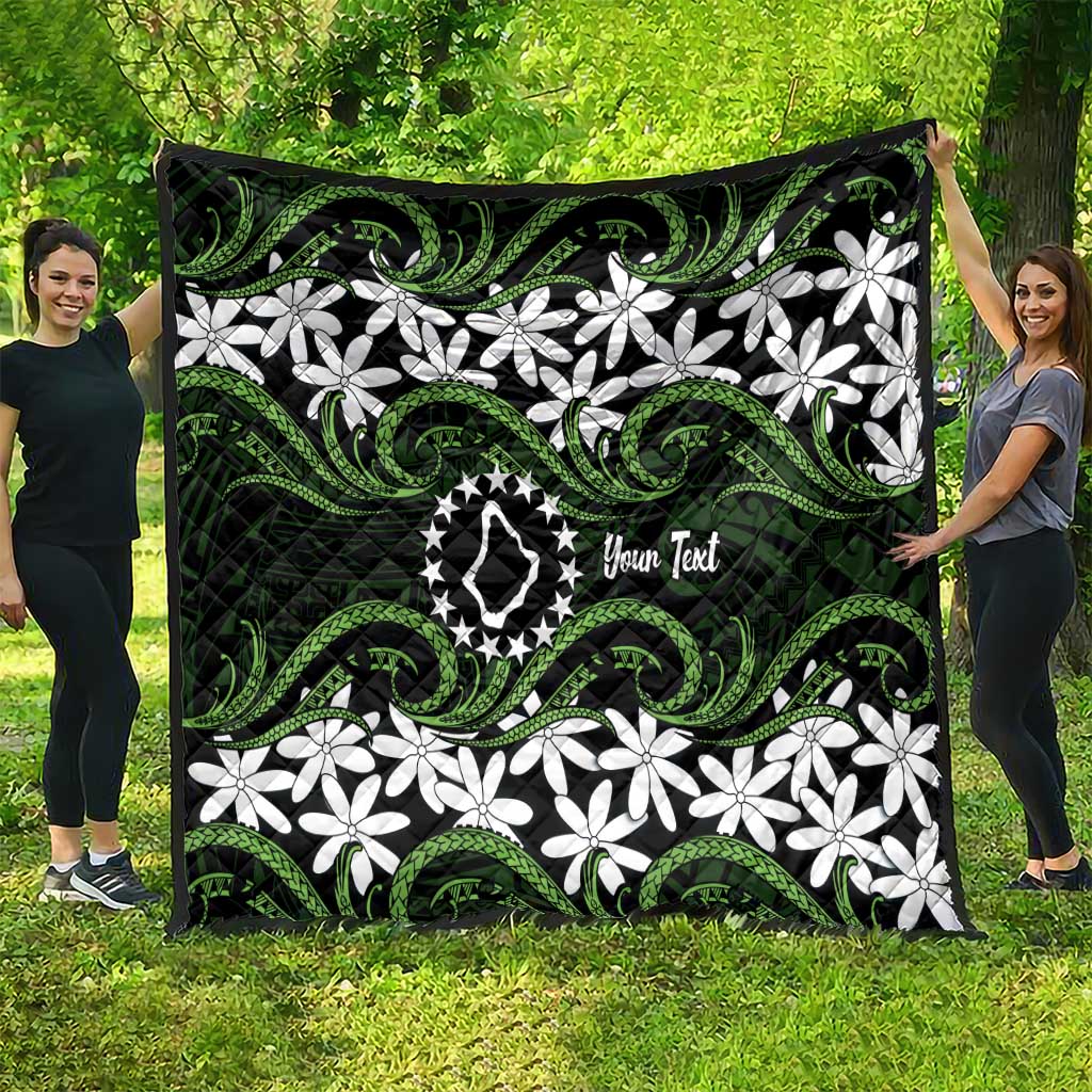 Personalised Cook Islands Palmerston Quilt Tiare Maori Polynesian Waves Tattoo