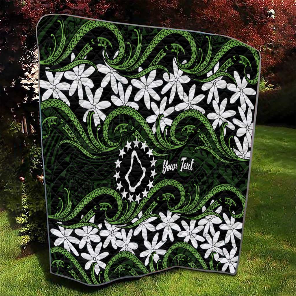 Personalised Cook Islands Palmerston Quilt Tiare Maori Polynesian Waves Tattoo