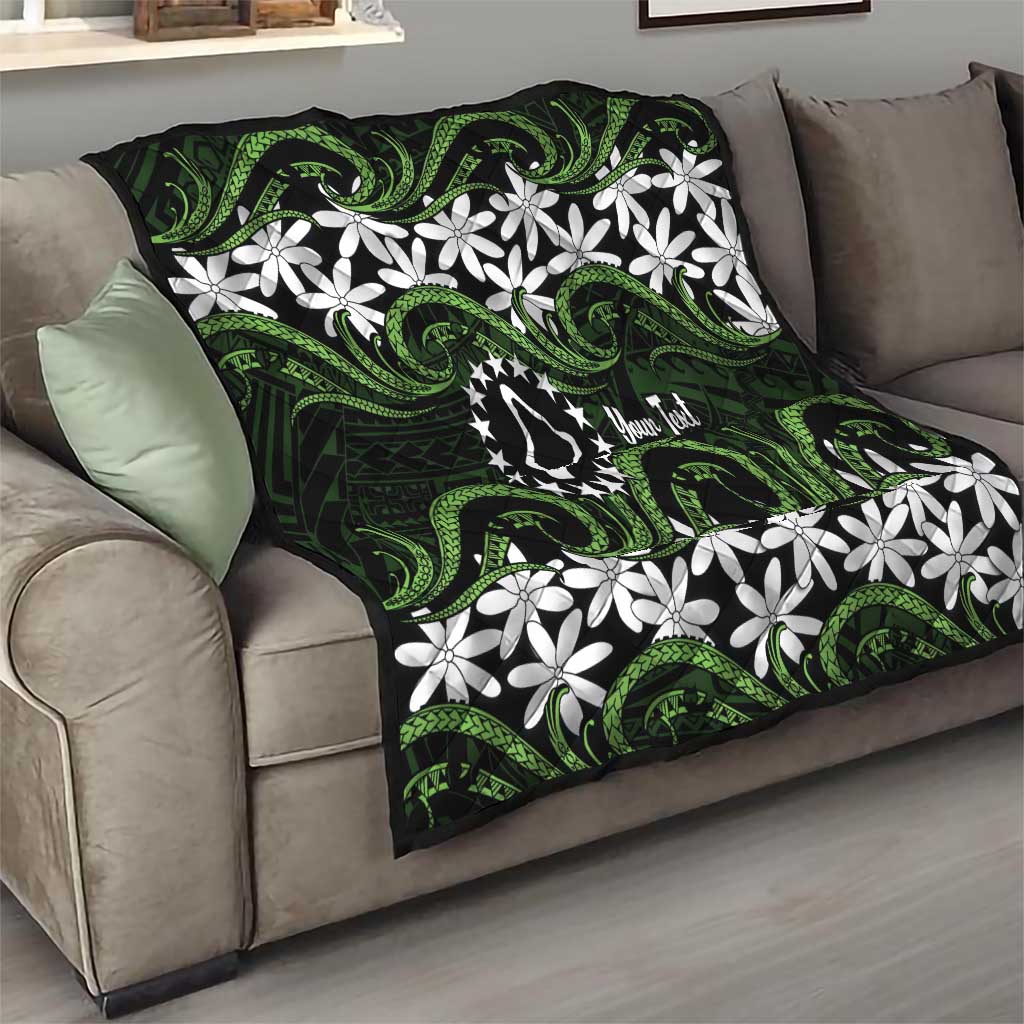 Personalised Cook Islands Palmerston Quilt Tiare Maori Polynesian Waves Tattoo