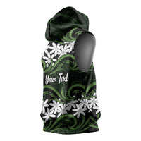 Personalised Cook Islands Palmerston Sleeveless Hoodie Tiare Maori Polynesian Waves Tattoo