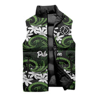 Personalised Cook Islands Palmerston Sleeveless Puffer Jacket Tiare Maori Polynesian Waves Tattoo