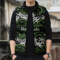 Personalised Cook Islands Palmerston Sleeveless Puffer Jacket Tiare Maori Polynesian Waves Tattoo