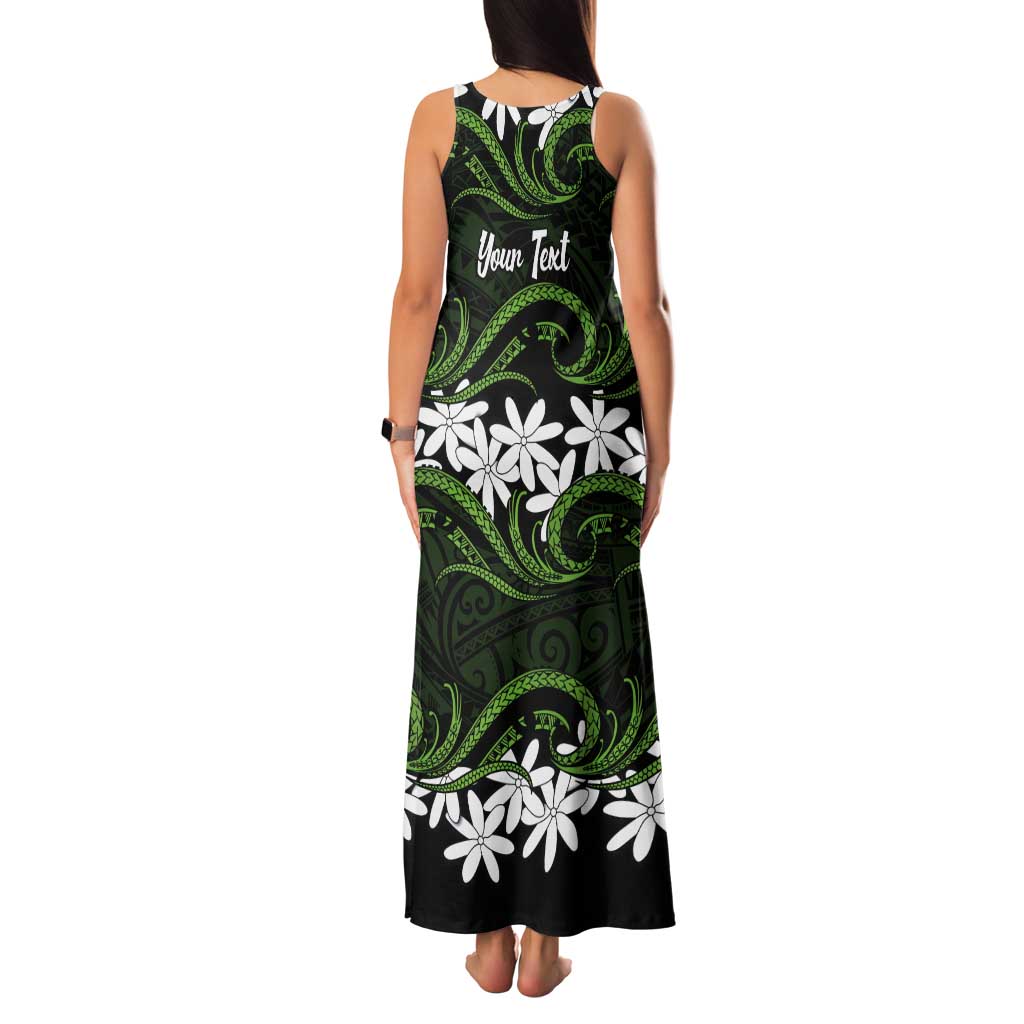 Personalised Cook Islands Palmerston Tank Maxi Dress Tiare Maori Polynesian Waves Tattoo LT14 - Polynesian Pride