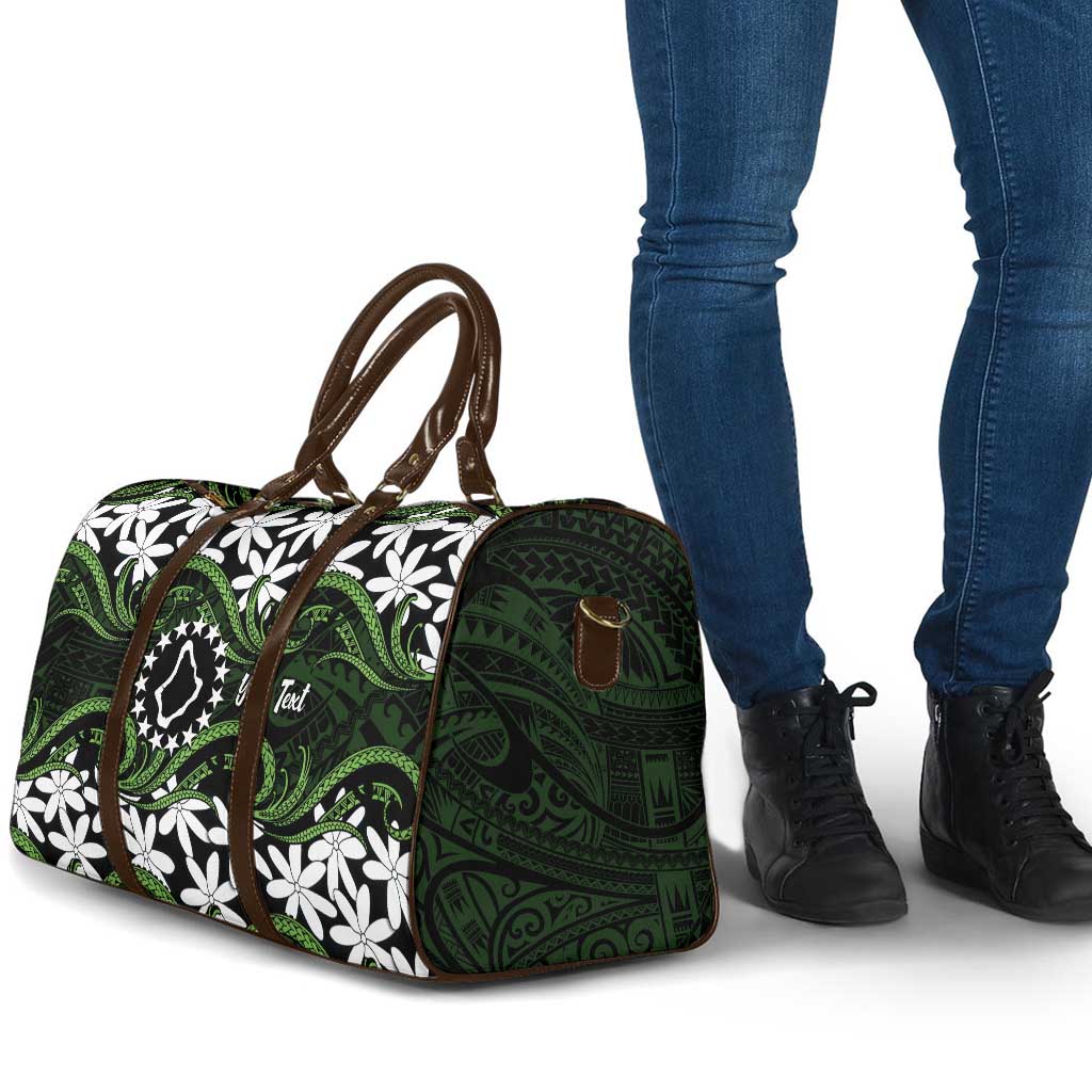 Personalised Cook Islands Palmerston Travel Bag Tiare Maori Polynesian Waves Tattoo
