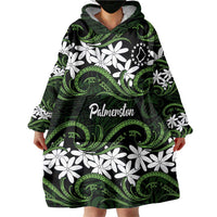 Personalised Cook Islands Palmerston Wearable Blanket Hoodie Tiare Maori Polynesian Waves Tattoo