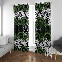 Personalised Cook Islands Palmerston Window Curtain Tiare Maori Polynesian Waves Tattoo