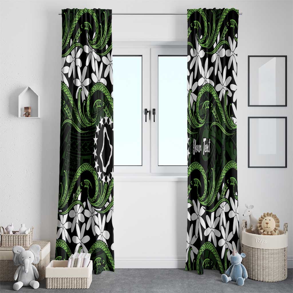 Personalised Cook Islands Palmerston Window Curtain Tiare Maori Polynesian Waves Tattoo