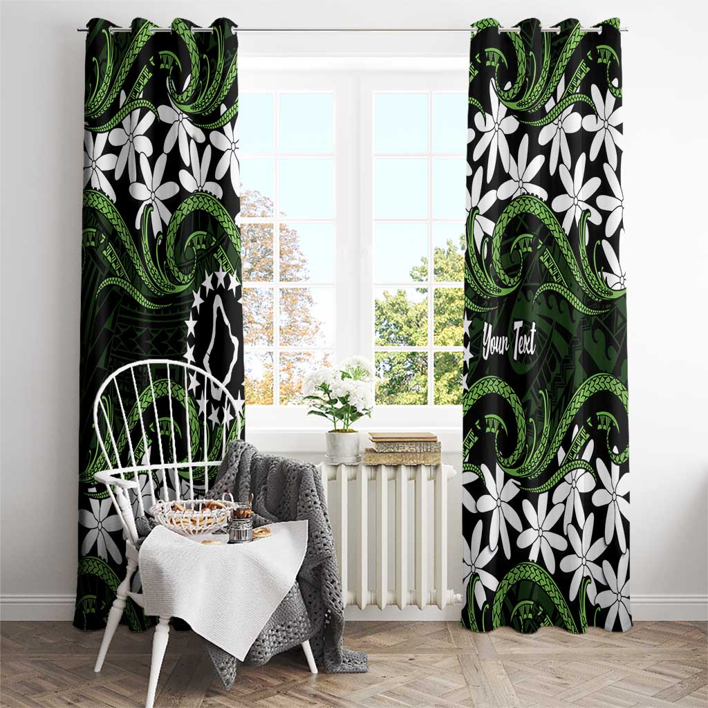 Personalised Cook Islands Palmerston Window Curtain Tiare Maori Polynesian Waves Tattoo