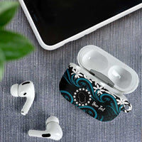 Personalised Cook Islands Penrhyn Atoll AirPods Case Tiare Maori Polynesian Waves Tattoo