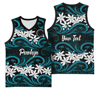 Personalised Cook Islands Penrhyn Atoll Basketball Jersey Tiare Maori Polynesian Waves Tattoo