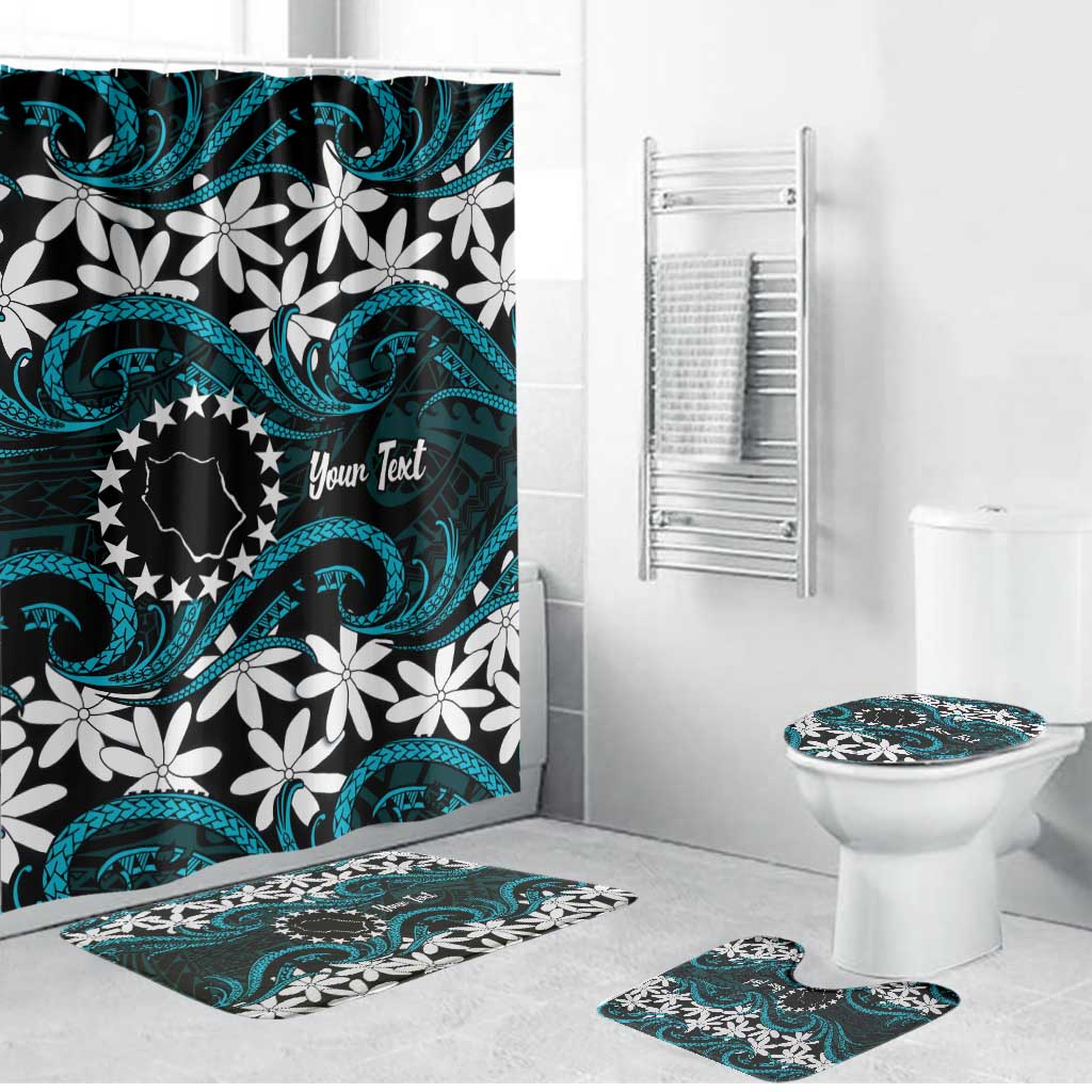 Personalised Cook Islands Penrhyn Atoll Bathroom Set Tiare Maori Polynesian Waves Tattoo